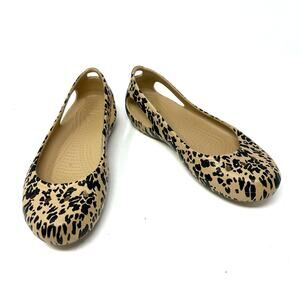 Crocs Size 9 Flats Cheetah Animal Print Ballet Comfort Walking Standing Workwear